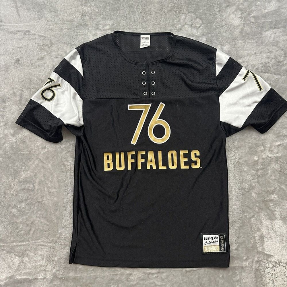 Colorado Buffaloes Jersey Women's XS Black Gold Victorias Secret‎ Pink Shirt